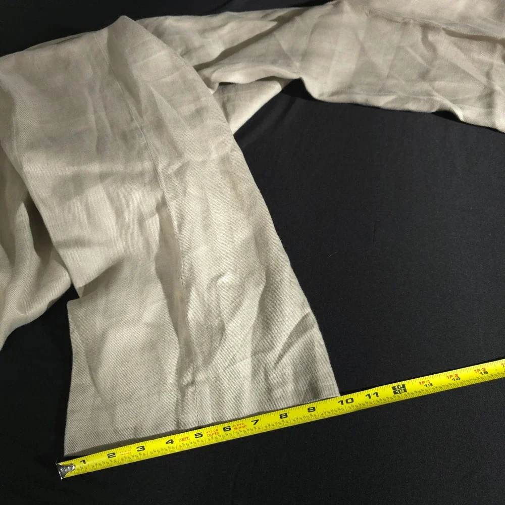 Perry Ellis Linen Pants Mens 36x32 Beige Khaki Straight Leg Flat Front Trousers